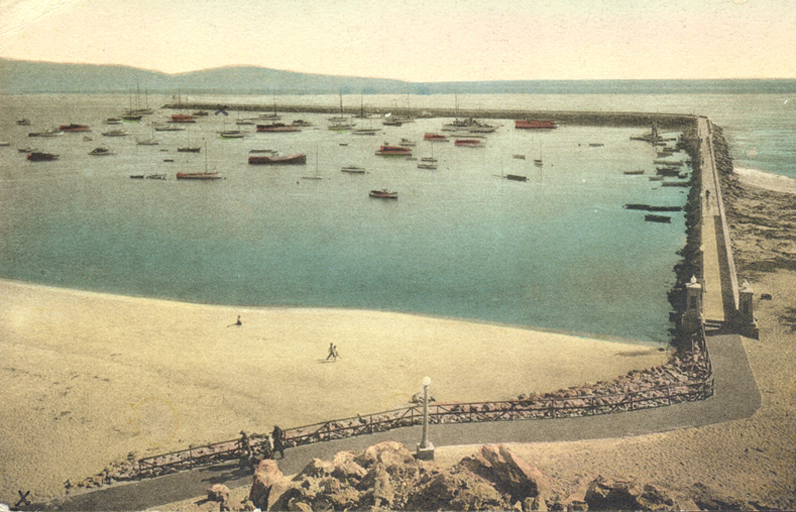 A few years later you can see roads and parking to the right of the breakwater.